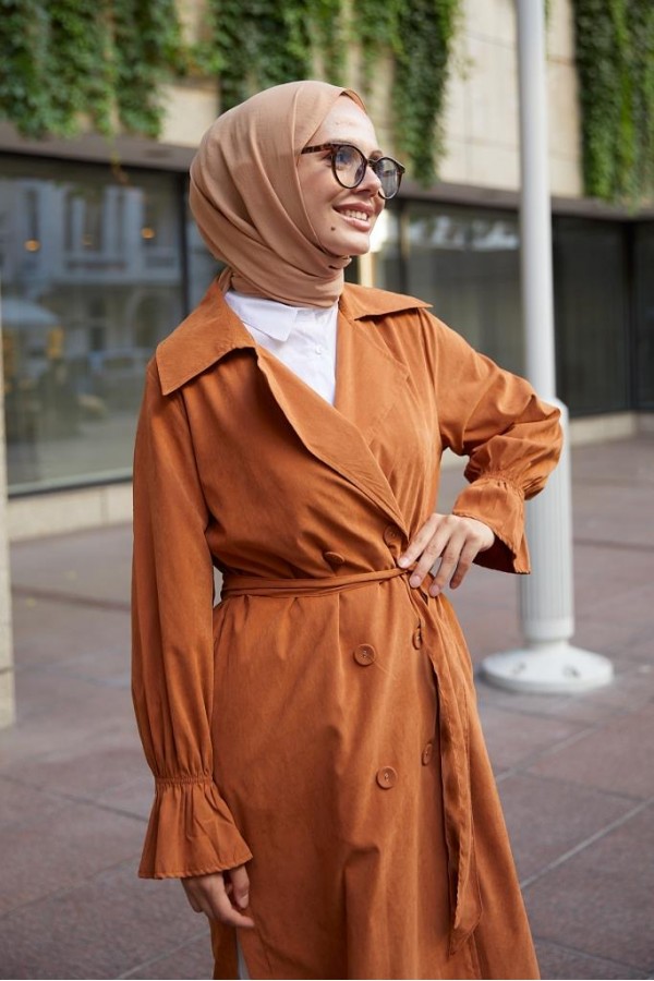  Kuşaklı Tesettür Trenç Tarçın 61509