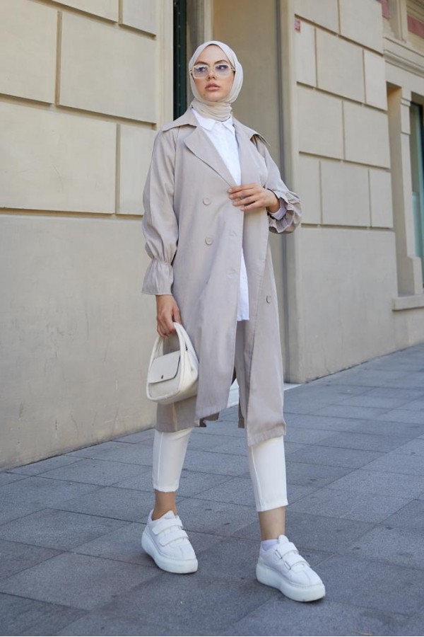  Kuşaklı Tesettür Trenç Taş 61509