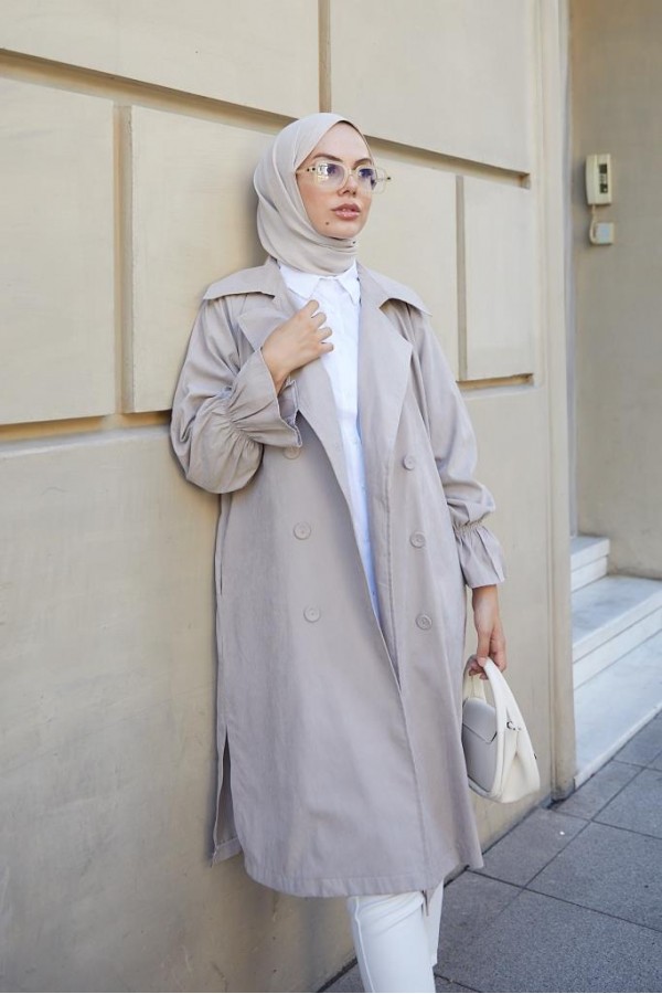  Kuşaklı Tesettür Trenç Taş 61509