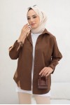  Klasik Tesettür Gömlek Kahve 3900
