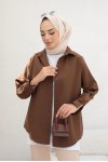 Klasik Tesettür Gömlek Kahve 3900
