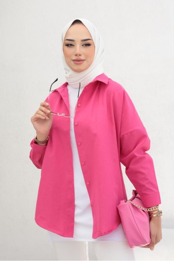 Klasik Tesettür Gömlek Pembe 3900 Klasik Tesettür Gömlek Pembe 3900