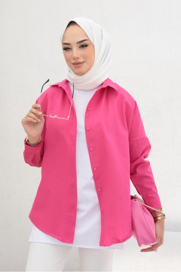 Klasik Tesettür Gömlek Pembe 3900 Klasik Tesettür Gömlek Pembe 3900