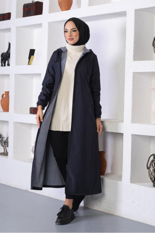  Uzun Kap - Yağmurluk Lacivert 1207