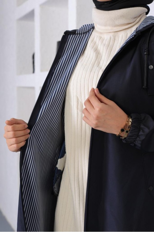  Uzun Kap - Yağmurluk Lacivert 1207