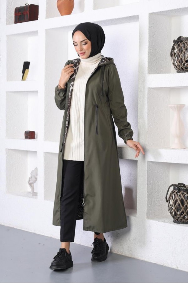  Mevsimlik Kapüşonlu  Kap Yağmurluk Haki 1123