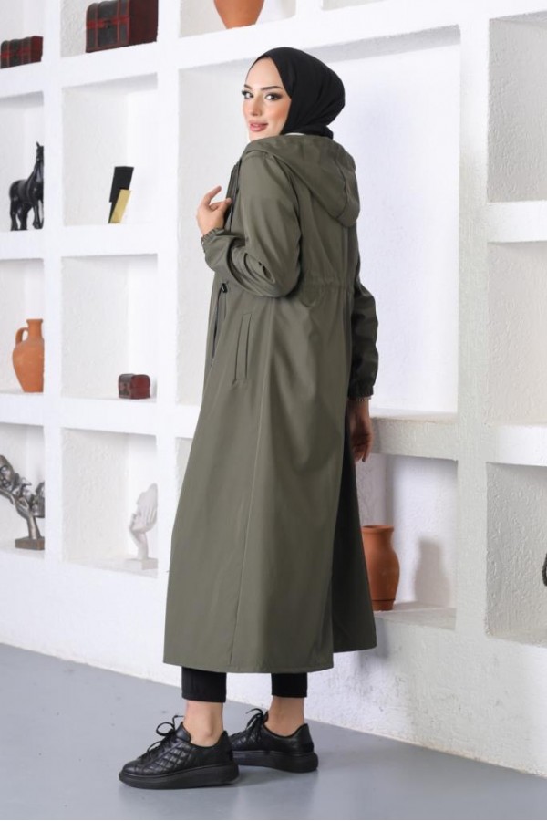  Mevsimlik Kapüşonlu  Kap Yağmurluk Haki 1123