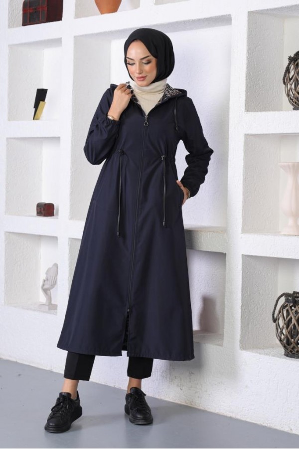  Mevsimlik Kapüşonlu  Kap Yağmurluk Lacivert 1123