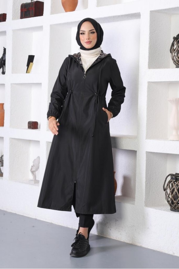 Mevsimlik Kapüşonlu Kap Yağmurluk Siyah 1123 Mevsimlik Kapüşonlu Kap Yağmurluk Siyah 1123