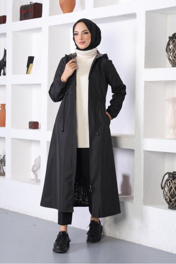 Mevsimlik Kapüşonlu Kap Yağmurluk Siyah 1123 Mevsimlik Kapüşonlu Kap Yağmurluk Siyah 1123