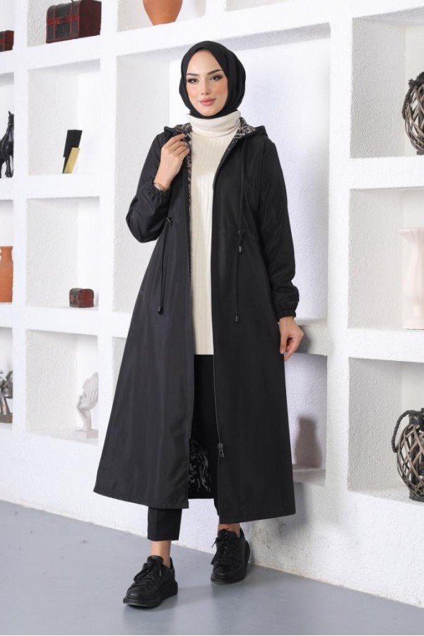 Mevsimlik Kapüşonlu Kap Yağmurluk Siyah 1123 Mevsimlik Kapüşonlu Kap Yağmurluk Siyah 1123