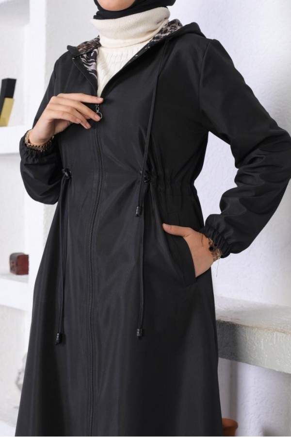 Mevsimlik Kapüşonlu Kap Yağmurluk Siyah 1123 Mevsimlik Kapüşonlu Kap Yağmurluk Siyah 1123