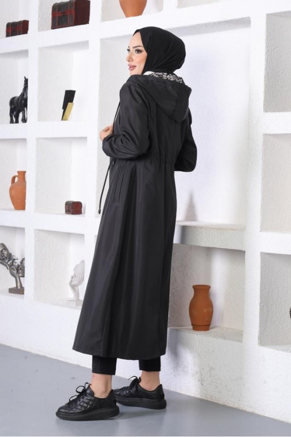 Mevsimlik Kapüşonlu Kap Yağmurluk Siyah 1123 Mevsimlik Kapüşonlu Kap Yağmurluk Siyah 1123