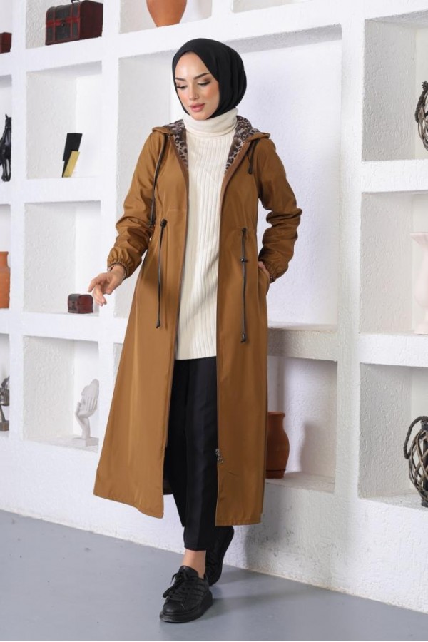 Mevsimlik Kapüşonlu Kap Yağmurluk Taba 1123 Mevsimlik Kapüşonlu Kap Yağmurluk Taba 1123