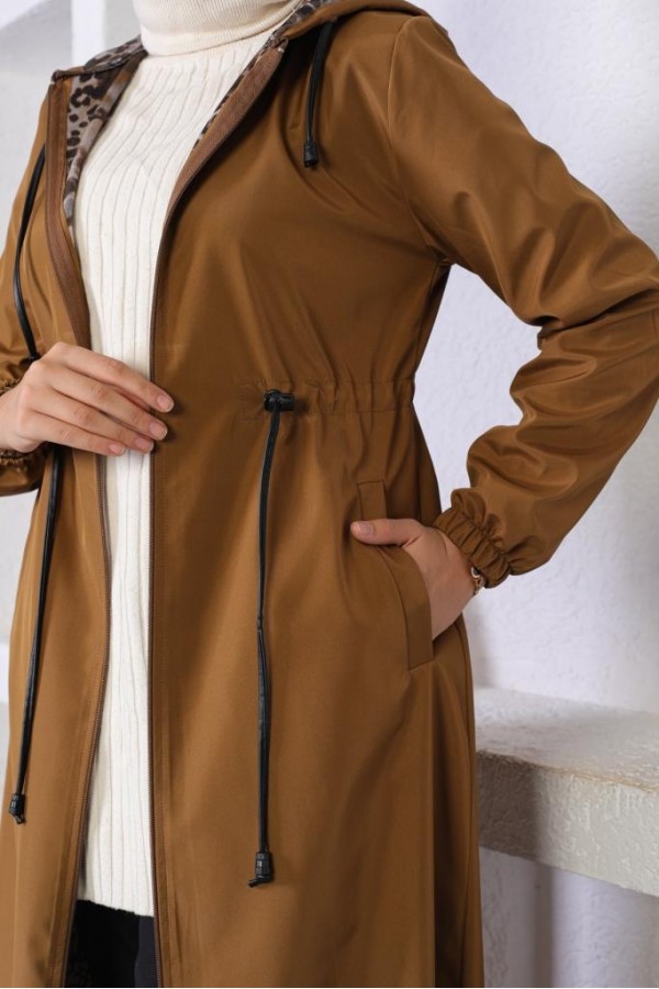 Mevsimlik Kapüşonlu Kap Yağmurluk Taba 1123 Mevsimlik Kapüşonlu Kap Yağmurluk Taba 1123