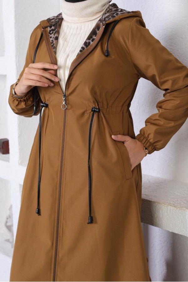 Mevsimlik Kapüşonlu Kap Yağmurluk Taba 1123 Mevsimlik Kapüşonlu Kap Yağmurluk Taba 1123