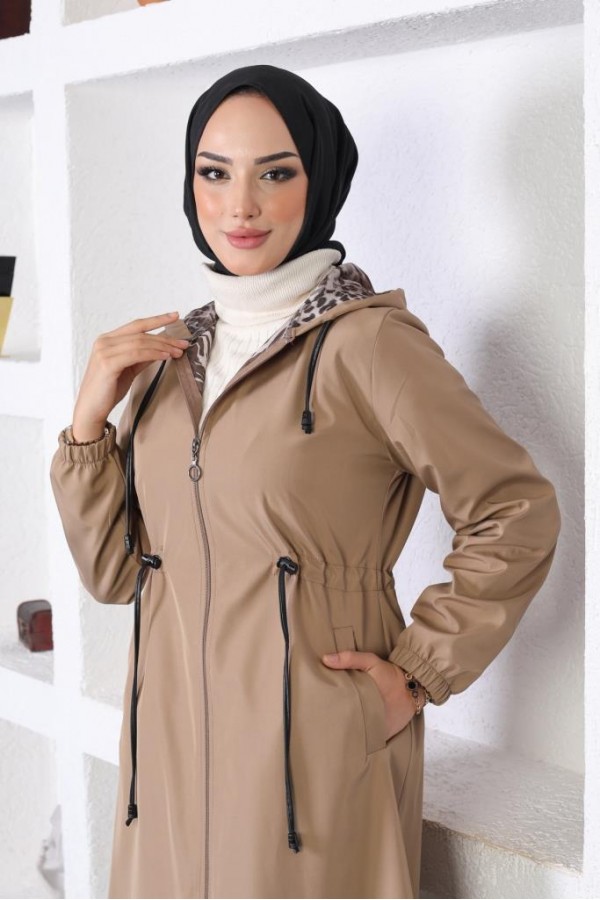  Mevsimlik Kapüşonlu  Kap Yağmurluk Vizon 1123