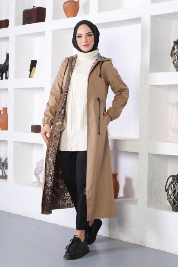  Mevsimlik Kapüşonlu  Kap Yağmurluk Vizon 1123