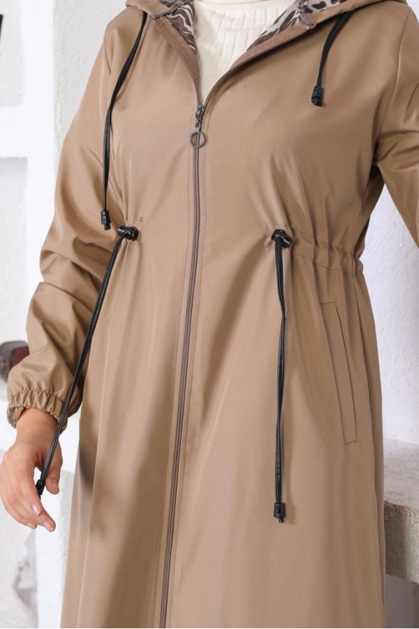  Mevsimlik Kapüşonlu  Kap Yağmurluk Vizon 1123