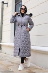İçi Kürklü Kapitone Kaban Gri 9503 İçi Kürklü Kapitone Kaban Gri 9503