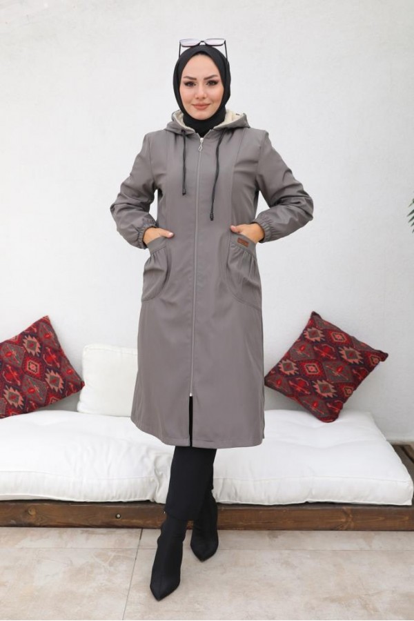 İçi Kürklü Bondit Kaban Gri 4708 İçi Kürklü Bondit Kaban Gri 4708