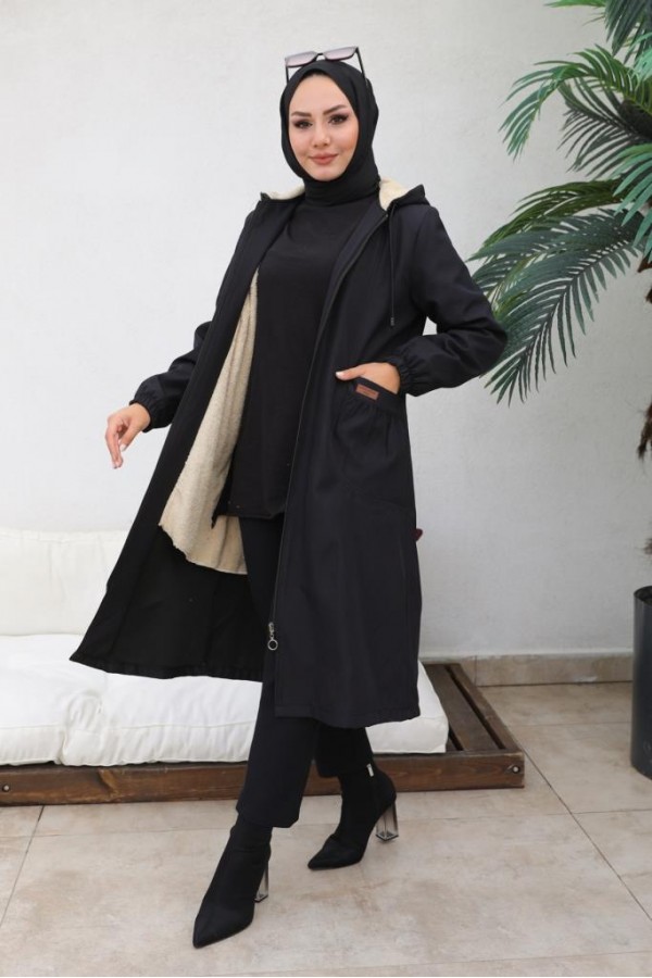 İçi Kürklü Bondit Kaban Siyah 4708 İçi Kürklü Bondit Kaban Siyah 4708