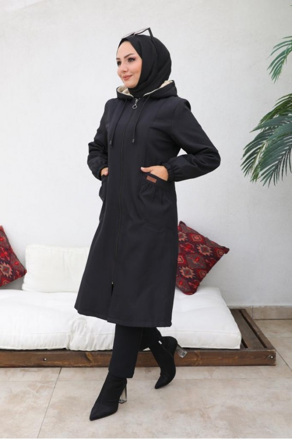 İçi Kürklü Bondit Kaban Siyah 4708 İçi Kürklü Bondit Kaban Siyah 4708