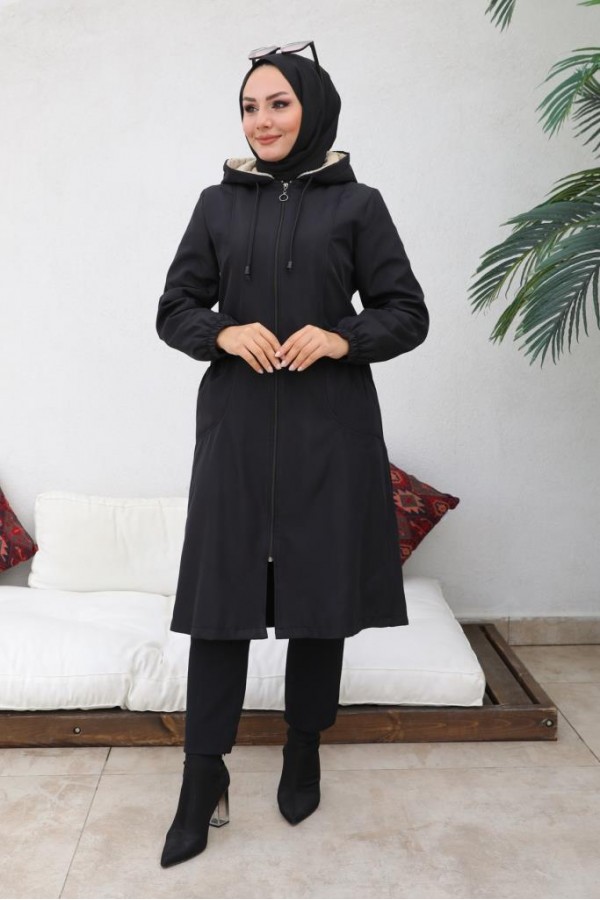 İçi Kürklü Bondit Kaban Siyah 4708 İçi Kürklü Bondit Kaban Siyah 4708