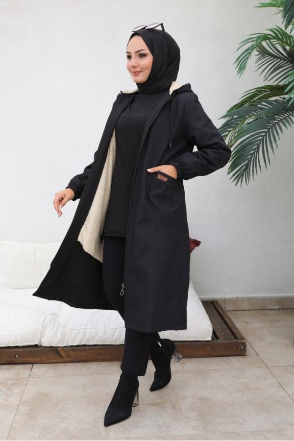 İçi Kürklü Bondit Kaban Siyah 4708 İçi Kürklü Bondit Kaban Siyah 4708