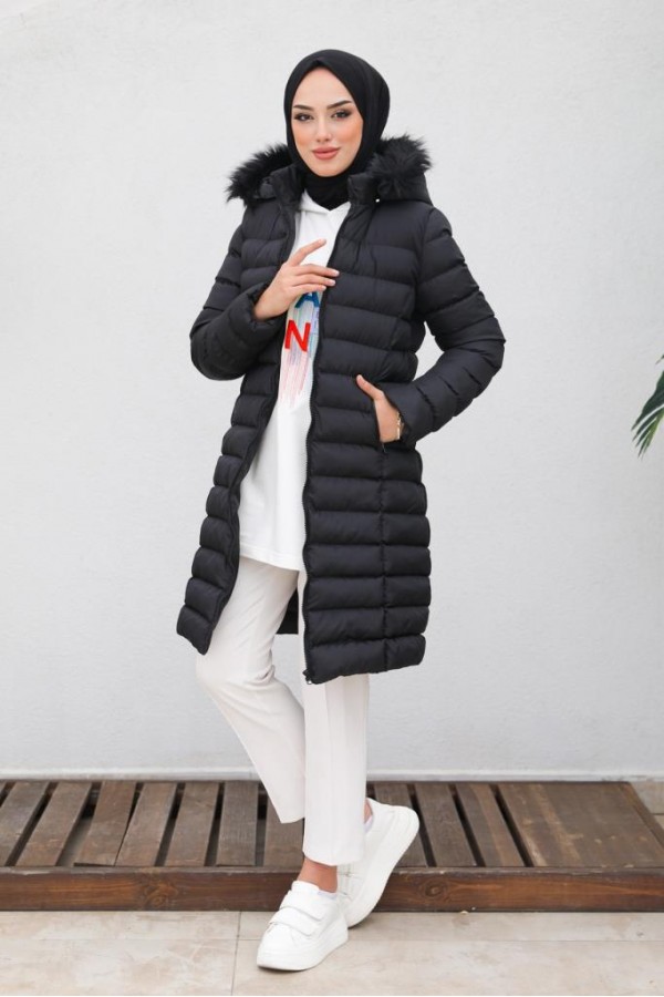  Doluglu Şişme Mont Siyah 1350