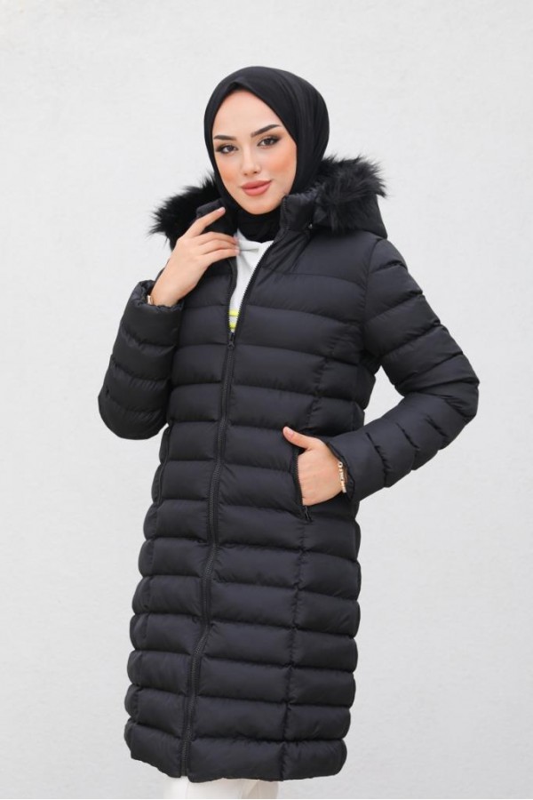  Doluglu Şişme Mont Siyah 1350