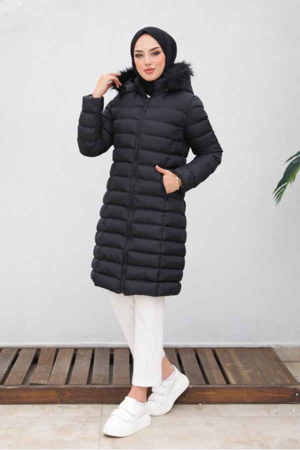  Doluglu Şişme Mont Siyah 1350