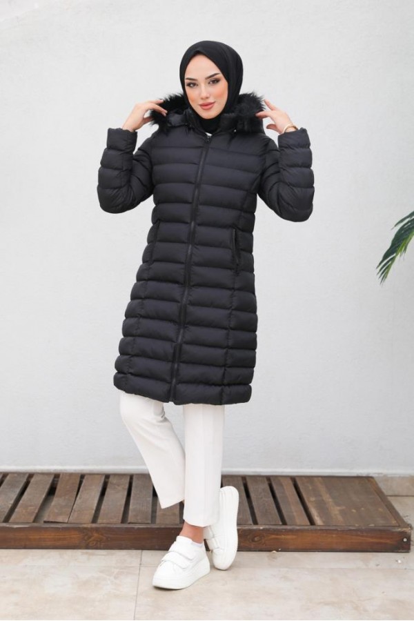  Doluglu Şişme Mont Siyah 1350
