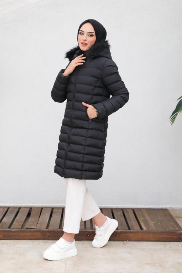  Doluglu Şişme Mont Siyah 1350