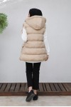  Kapüşonlu Şişme Yelek Bej 1390