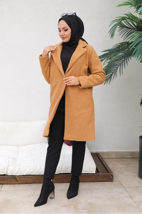 Buklet Tesettür Kaban Camel 9082 Buklet Tesettür Kaban Camel 9082