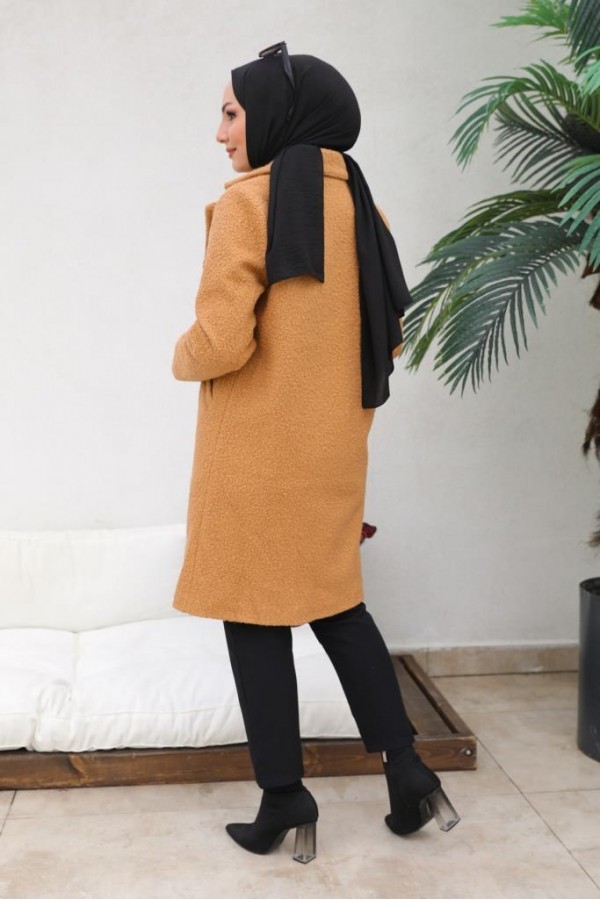 Buklet Tesettür Kaban Camel 9082 Buklet Tesettür Kaban Camel 9082