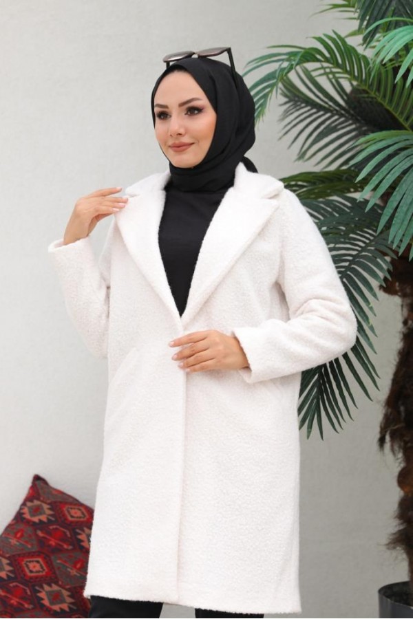 Buklet Tesettür Kaban Ekru 9082 Buklet Tesettür Kaban Ekru 9082