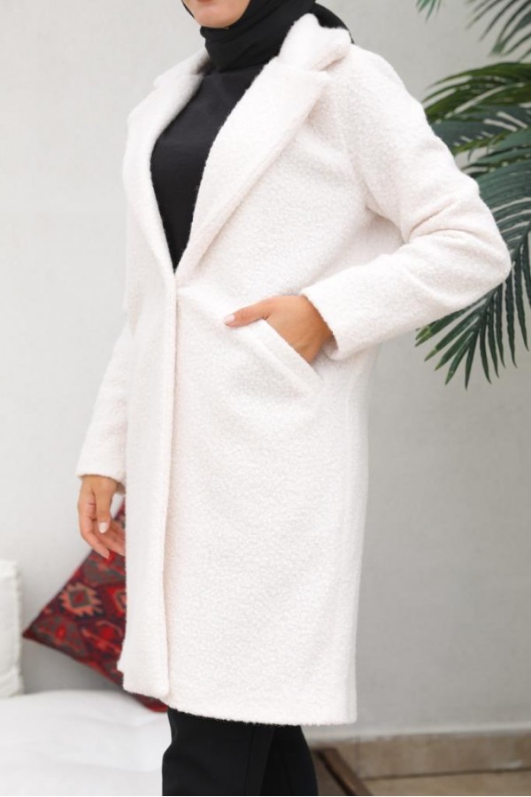 Buklet Tesettür Kaban Ekru 9082 Buklet Tesettür Kaban Ekru 9082