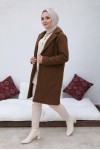 Buklet Tesettür Kaban Kahverengi 9082 Buklet Tesettür Kaban Kahverengi 9082