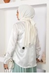 Tesettür Saten Gömlek Beyaz 3964 Tesettür Saten Gömlek Beyaz 3964