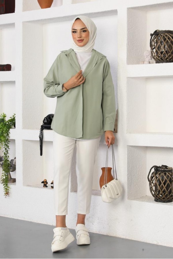  Klasik Tesettür Gömlek Çağla 3900