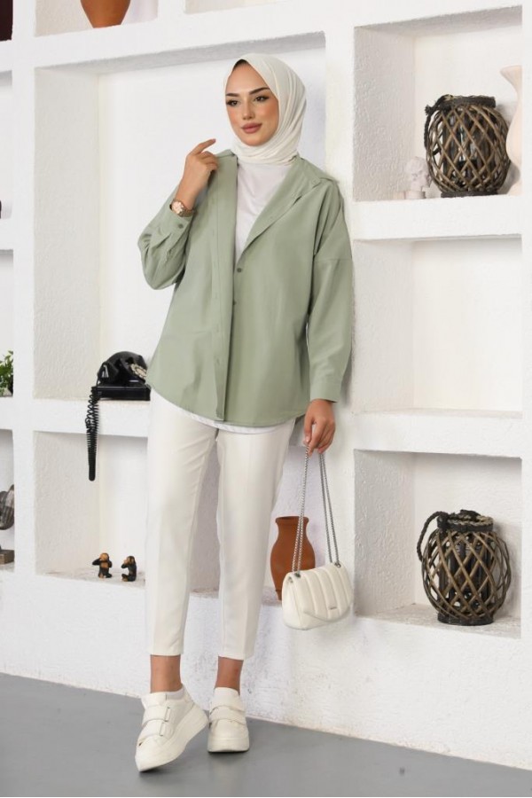  Klasik Tesettür Gömlek Çağla 3900