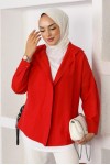  Klasik Tesettür Gömlek Kırmızı 3900