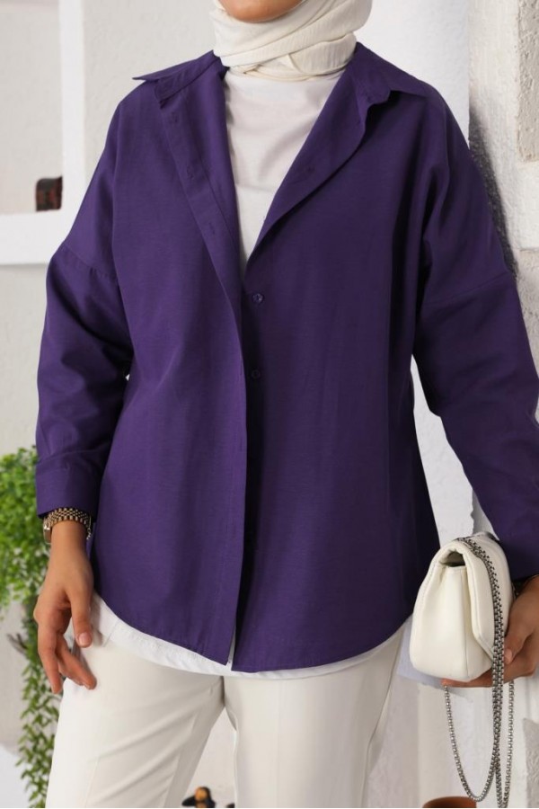 Klasik Tesettür Gömlek Mor 3900 Klasik Tesettür Gömlek Mor 3900
