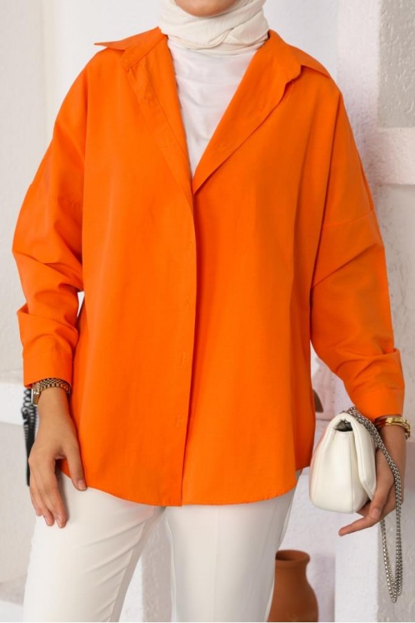  Klasik Tesettür Gömlek Oranj 3900