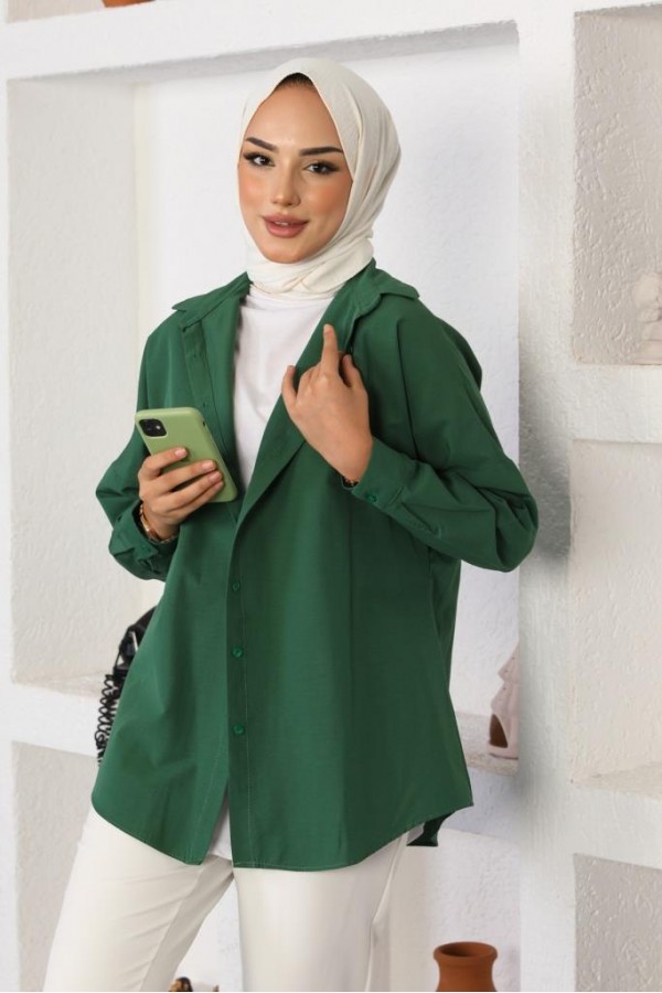 Klasik Tesettür Gömlek Zümrüt 3900 Klasik Tesettür Gömlek Zümrüt 3900