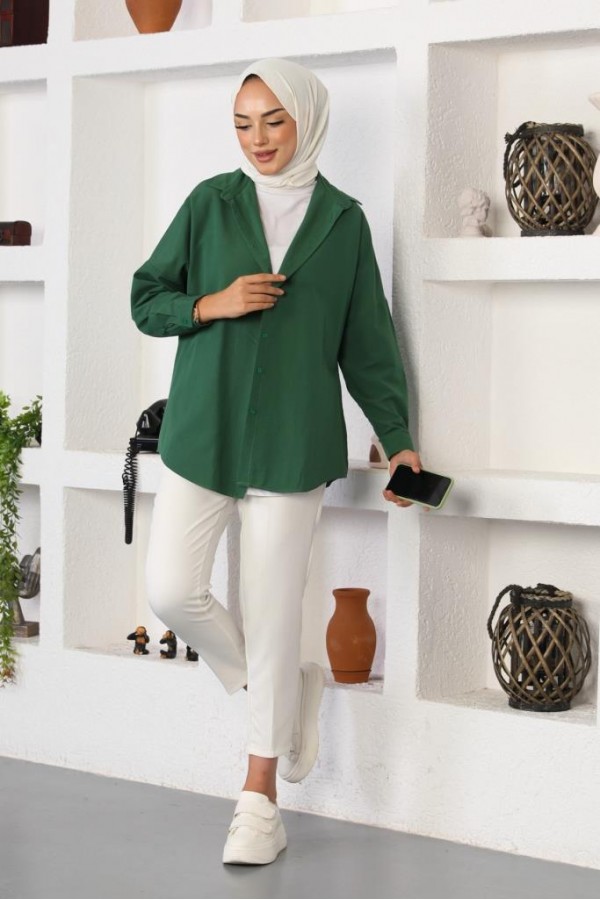 Klasik Tesettür Gömlek Zümrüt 3900 Klasik Tesettür Gömlek Zümrüt 3900
