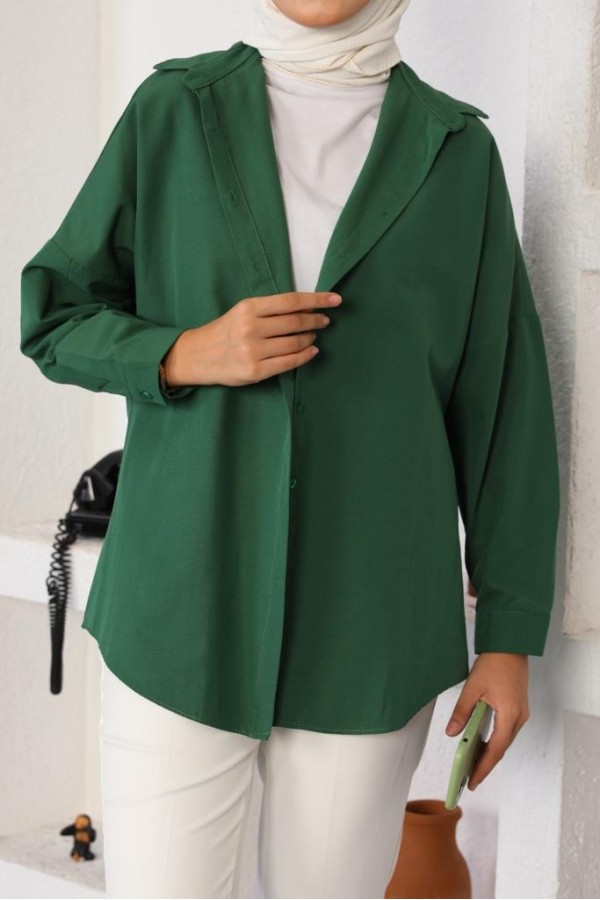 Klasik Tesettür Gömlek Zümrüt 3900 Klasik Tesettür Gömlek Zümrüt 3900