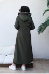 Kapüşonlu Bondit Tesettür Mont Haki 1054 Kapüşonlu Bondit Tesettür Mont Haki 1054
